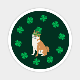 Saint Patrick's Day with Shiba Inu and Cloverleaf Magnet